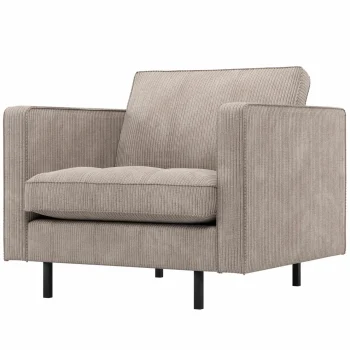 New WOOOD Rodeo Classic Fauteuil Ribstof Donkerzand