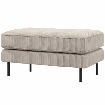 Fashion WOOOD Rodeo Hocker Op Poten Ribstof Ecru