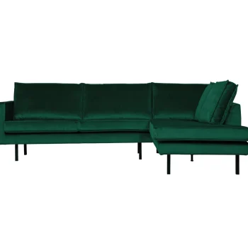 Best WOOOD Rodeo Hoekbank Rechts Velvet Bosgroen