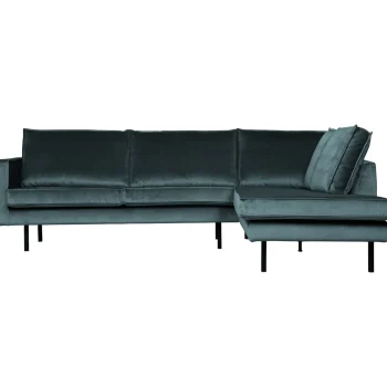 Sale WOOOD Rodeo Hoekbank Rechts Velvet Groenblauw