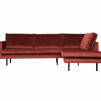 Discount WOOOD Rodeo Hoekbank Rechts Velvet Kastanje Kastanjebruin