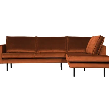 Best WOOOD Rodeo Hoekbank Rechts Velvet Roest