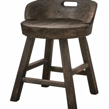 New WOOOD Rosalie Decoratieve Kruk/stoel Hout Donkerbruin