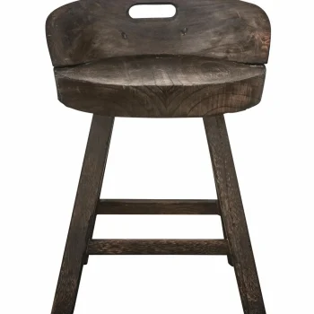 New WOOOD Rosalie Decoratieve Kruk/stoel Hout Donkerbruin