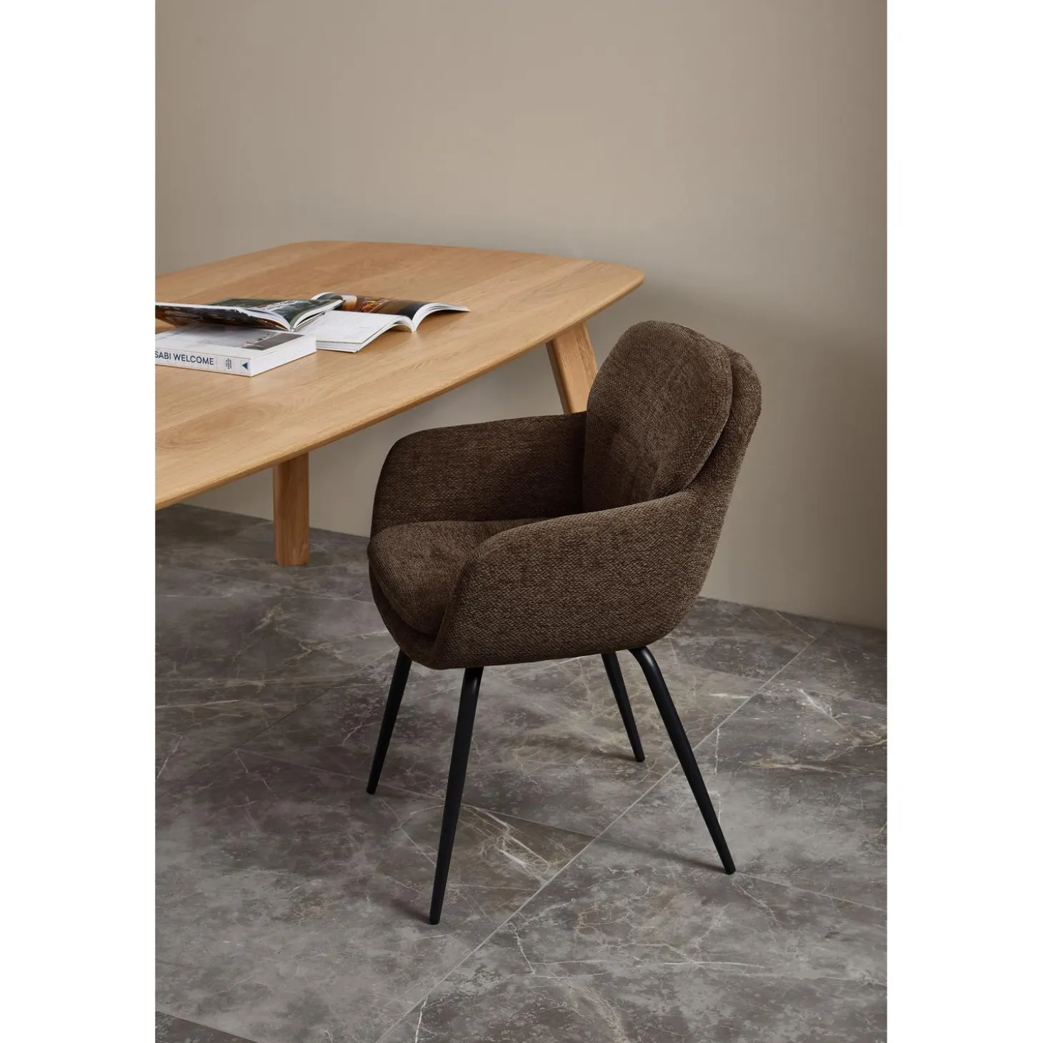 runa-eetkamerstoel-chenille-wa-tDPYverk-2.webp Sale WOOOD Runa Eetkamerstoel Chenille Warm Bruin