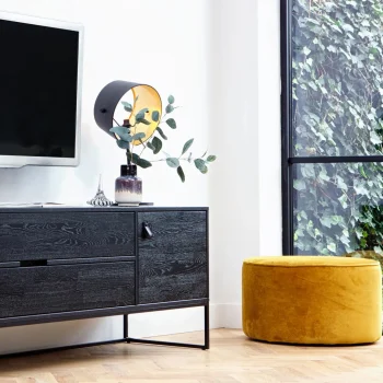 Hot WOOOD Sara Poef Laag Velvet 36xø60 Oker