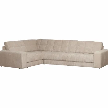 Clearance WOOOD Second Date Hoekbank Links Ribstof Travertin