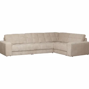 Outlet WOOOD Second Date Hoekbank Rechts Ribstof Travertin
