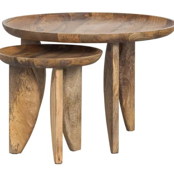 New WOOOD Set V 2 - High Heels Bijzettafels Mango Hout Naturel