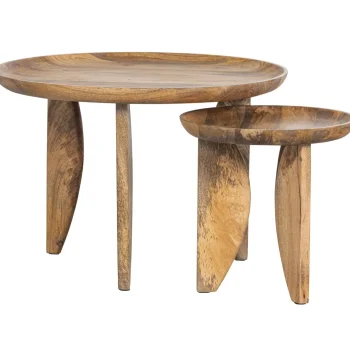 New WOOOD Set V 2 - High Heels Bijzettafels Mango Hout Naturel