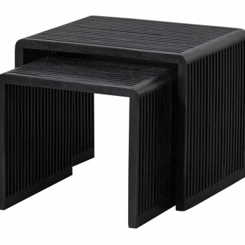 Outlet WOOOD Set V 2 - Willa Bijzettafels Recycled Teak Zwart