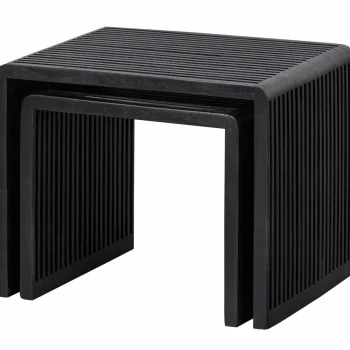 Outlet WOOOD Set V 2 - Willa Bijzettafels Recycled Teak Zwart