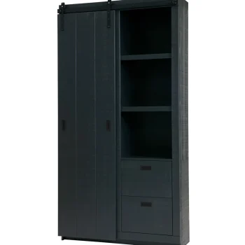 Discount WOOOD Slide Kast Barn Bezaagd Mat Zwart