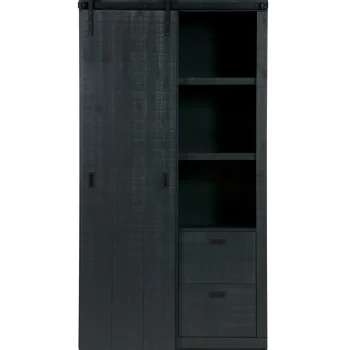Discount WOOOD Slide Kast Barn Bezaagd Mat Zwart