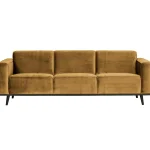 Hot WOOOD Statement 3-zits Bank 230 Cm Velvet Honinggeel