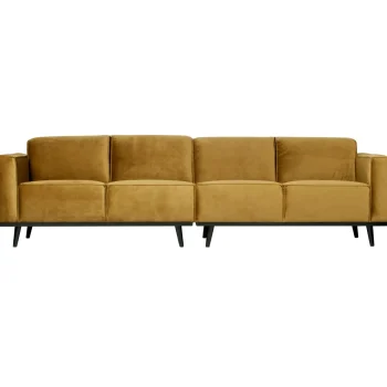 Best WOOOD Statement 4-zits Bank 280 Cm Velvet Honinggeel