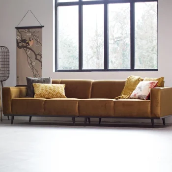 Best WOOOD Statement 4-zits Bank 280 Cm Velvet Honinggeel