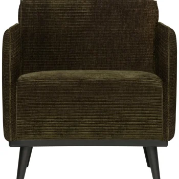 Hot WOOOD Statement Fauteuil Met Arm Ribstof Warm Groen