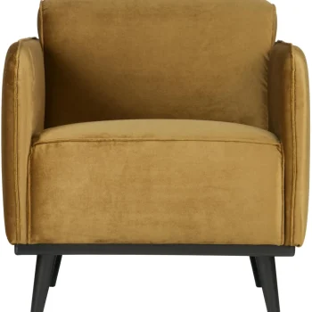 Best WOOOD Statement Fauteuil Met Arm Velvet Honinggeel