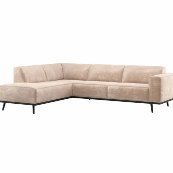 Hot WOOOD Statement Hoekbank Links Chenille Velvet Naturel