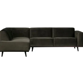 Clearance WOOOD Statement Hoekbank Links Velvet Warm Groen