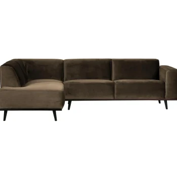 Fashion WOOOD Statement Hoekbank Links Velvet Taupe