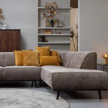 Outlet WOOOD Statement Hoekbank Rechts Ribstof Taupe