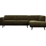 Sale WOOOD Statement Hoekbank Rechts Ribstof Warm Groen