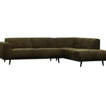 Sale WOOOD Statement Hoekbank Rechts Ribstof Warm Groen