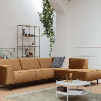 Outlet WOOOD Statement Hoekbank Rechts Velvet Honinggeel