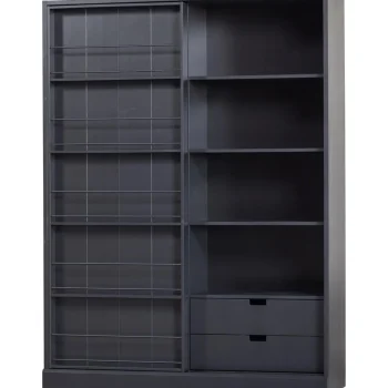 Best WOOOD Swing Schuifdeurkast Grenen Geschuurd Matzwart