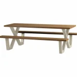 New WOOOD Tablo Outdoor Picknicktafel Ayous Zand X-poot Metaal