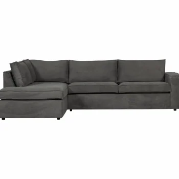 Clearance WOOOD Thomas Hoekbank Ribstof Links Donkergrijs