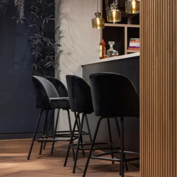 Outlet WOOOD Vogue Barstoel 65 Cm Velvet Zwart