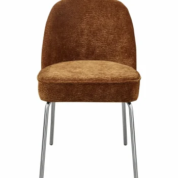 Best WOOOD Vogue Eetkamerstoel 3D Chenille Chrome Poot Middenbruin