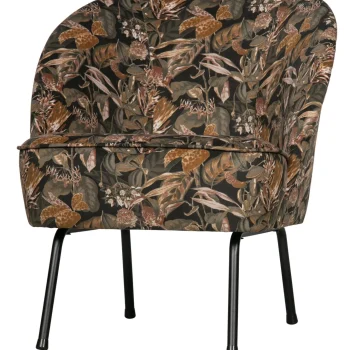 New WOOOD Vogue Fauteuil Velvet Bouquet Zwart