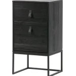 Hot WOOOD Zola Nachtkastje Met Lade En Deur Geborsteld Diepzwart